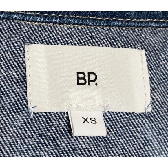 BP by Nordstrom Womens Blue Bleached Wash Denim Trucker Jacket Designer NWT XS - Picture 9 of 12